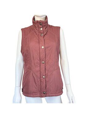 Prana Diva Vest Womens M Mauve Quilted Polyester Snap Sherpa-Lined Winter